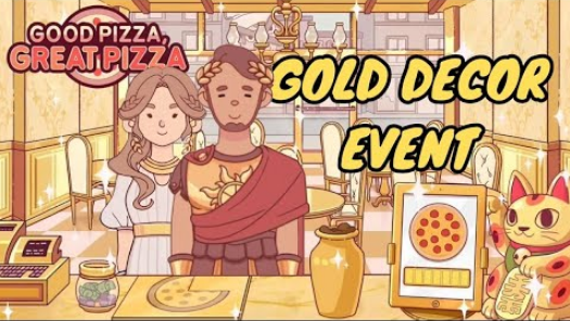 可口的披萨，美味的披萨新版本全金色厨房套装复刻